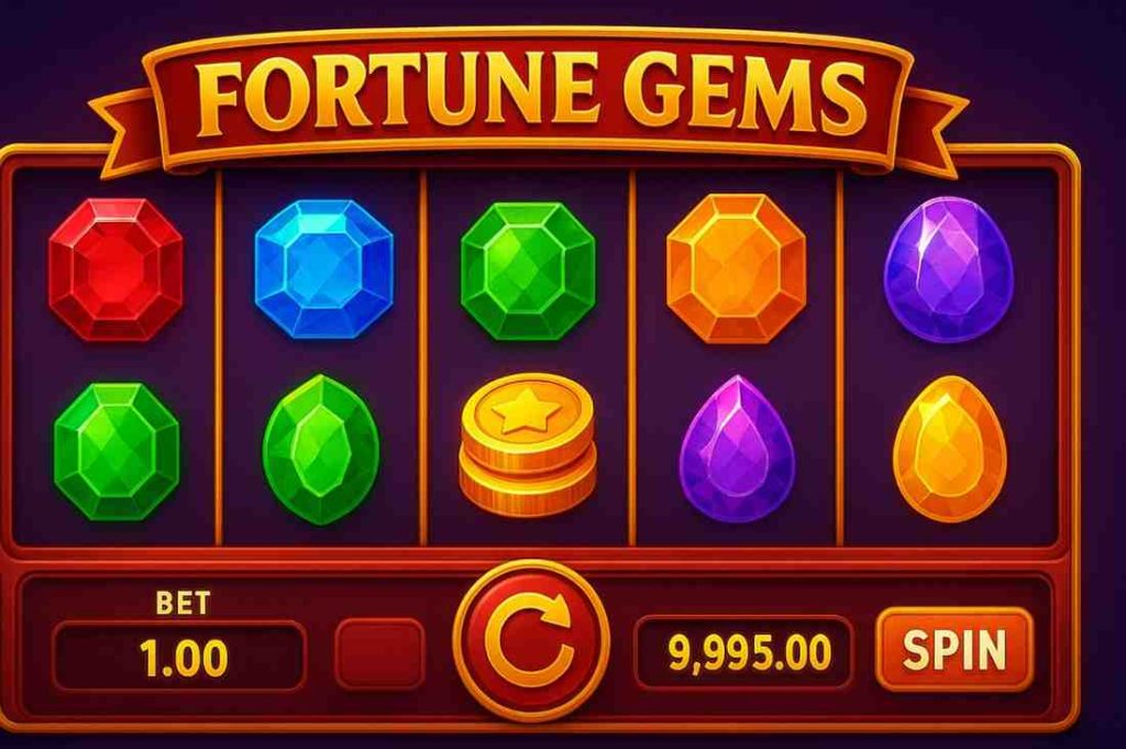 Fortune Gems slot com tema de joias e visual colorido no KK678