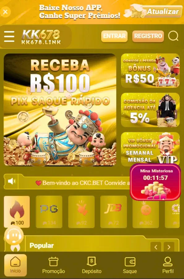 Aplicativo KK678 para jogar no celular com interface adaptada