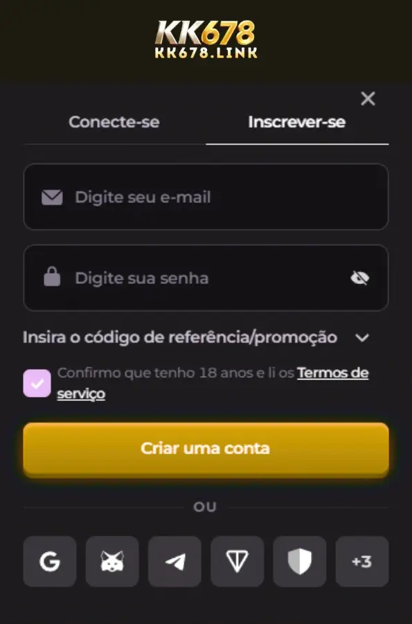 Página de registro do KK678 com cadastro simples e rápido